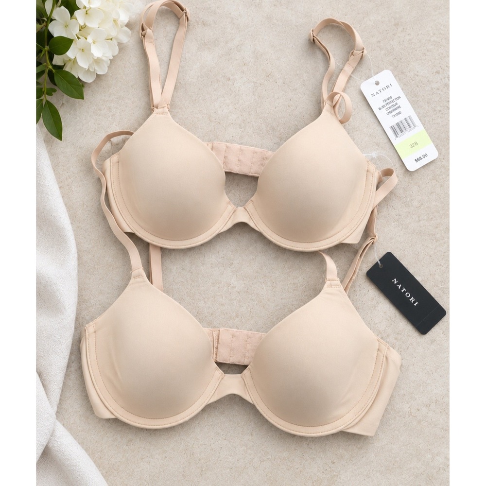 NWT Natori Minimal Contour Underwire Bra 2-Pack Cafe Beige 711229 Size 30B